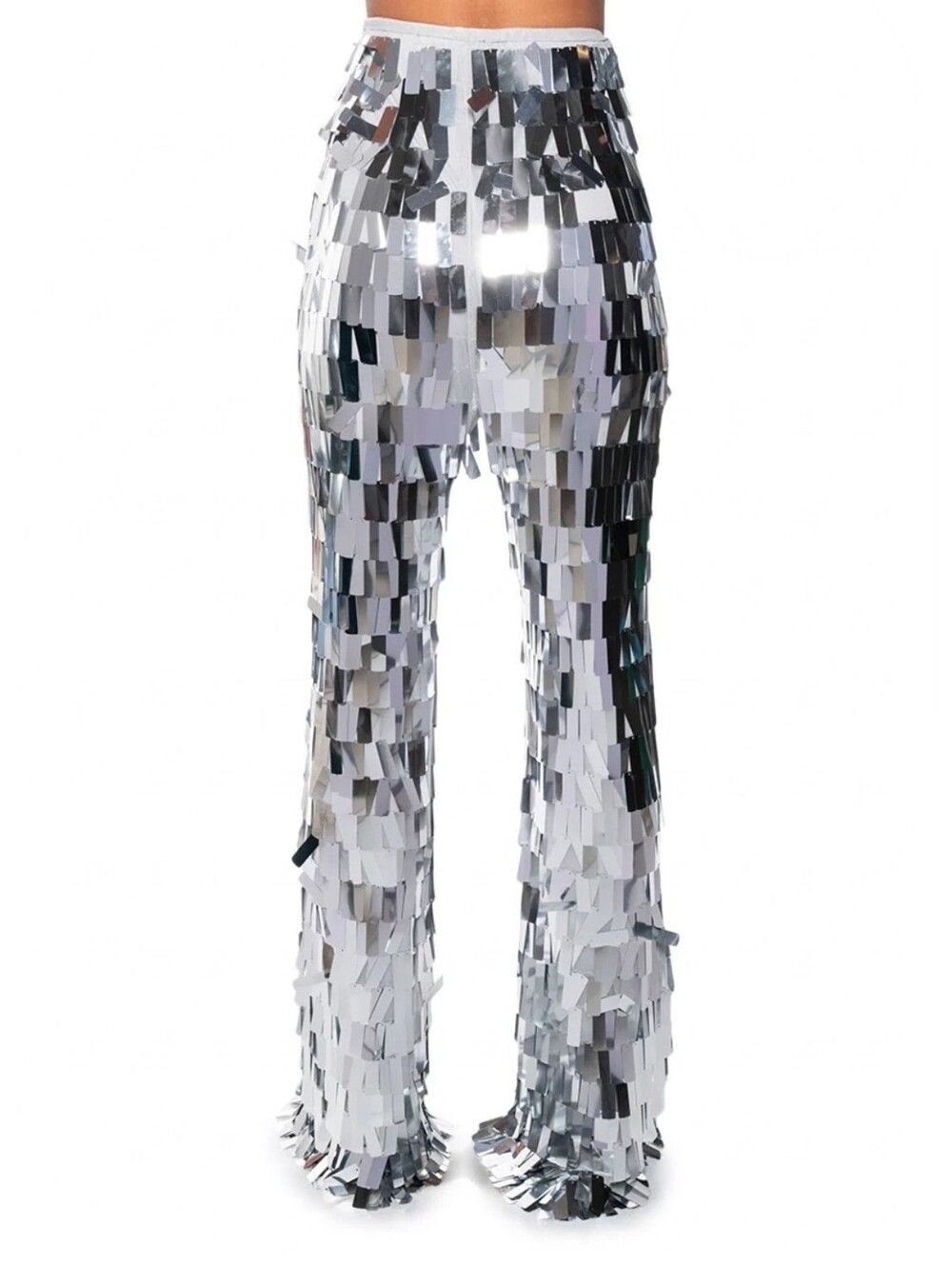 AKIRA Label Val Sequin Pant in Silver - Elastic Waistband - High Raise - Size 1X - Picture 5 of 12